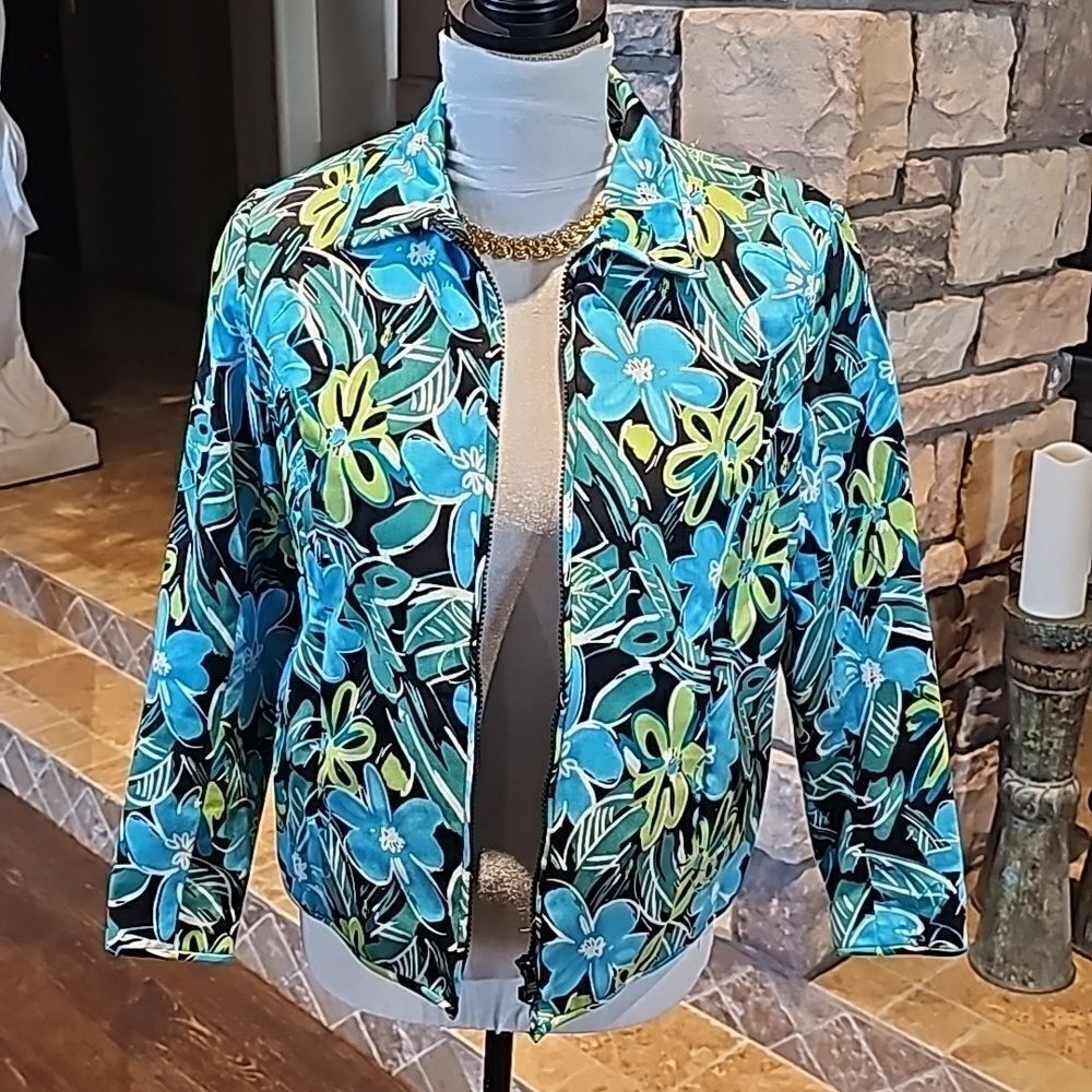 Laura Ashley lined zipper front jacket size petite small